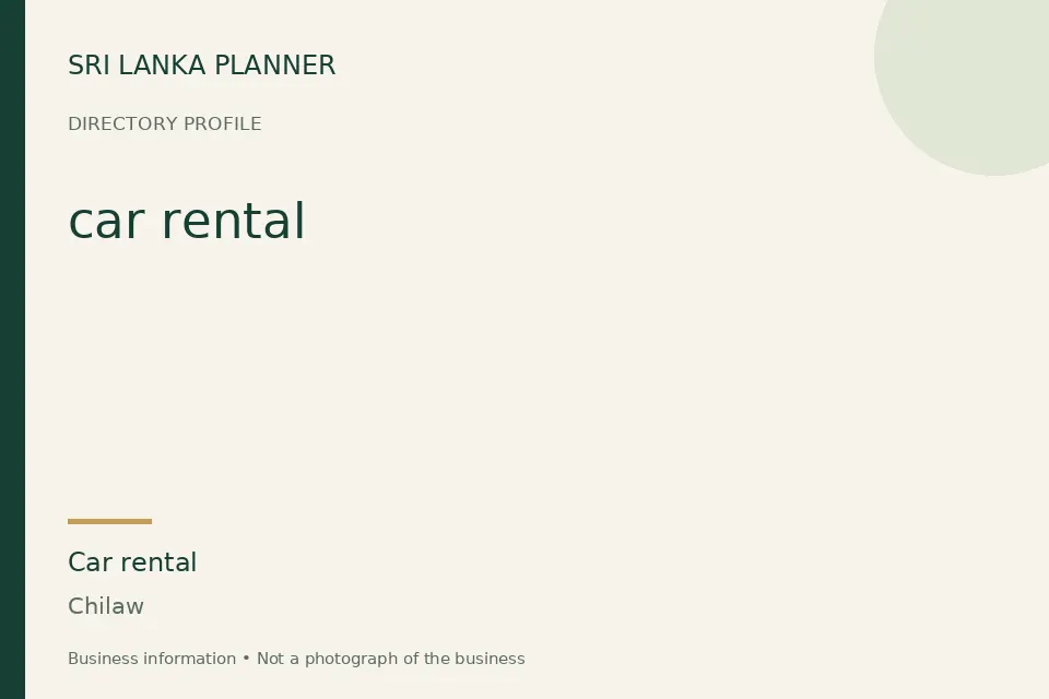 Directory cover for car rental in Chilaw, Sri Lanka