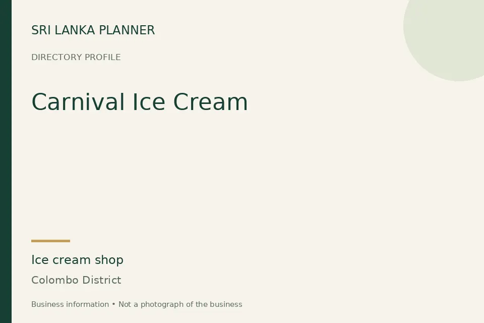 Directory cover for Carnival Ice Cream in Colombo District, Sri Lanka