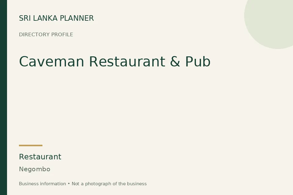 Directory cover for Caveman Restaurant & Pub in Negombo, Sri Lanka