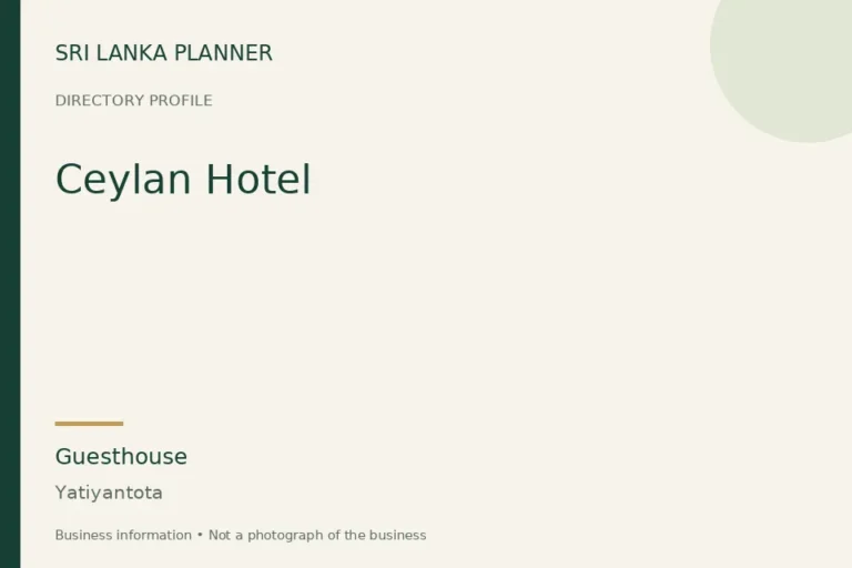 Directory cover for Ceylan Hotel in Yatiyantota, Sri Lanka