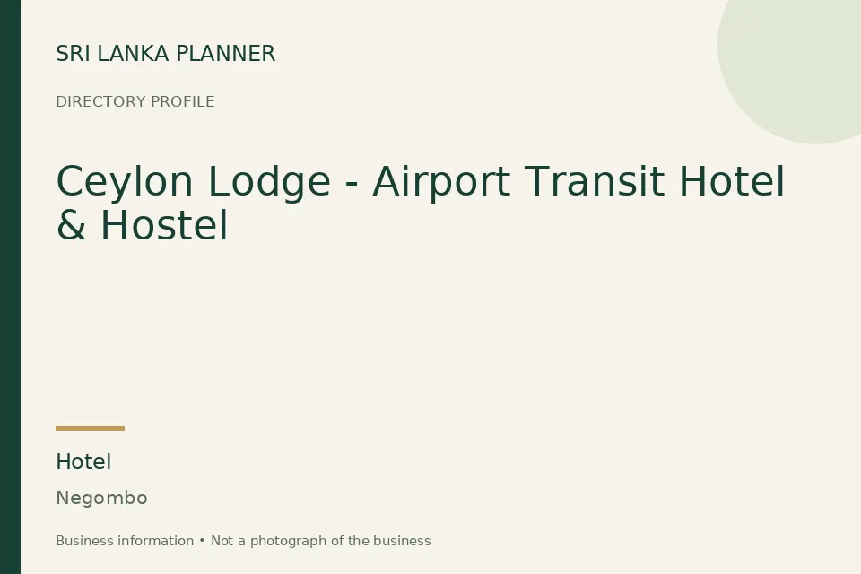 Directory cover for Ceylon Lodge - Airport Transit Hotel & Hostel in Negombo, Sri Lanka