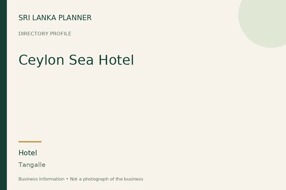 Directory cover for Ceylon Sea Hotel in Tangalle, Sri Lanka