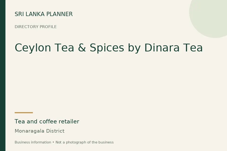 Directory cover for Ceylon Tea & Spices by Dinara Tea in Monaragala District, Sri Lanka