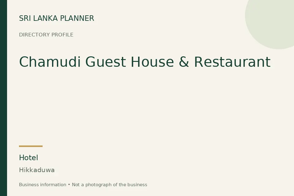 Directory cover for Chamudi Guest House & Restaurant in Hikkaduwa, Sri Lanka