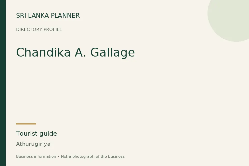 Directory cover for Chandika A. Gallage in Athurugiriya, Sri Lanka