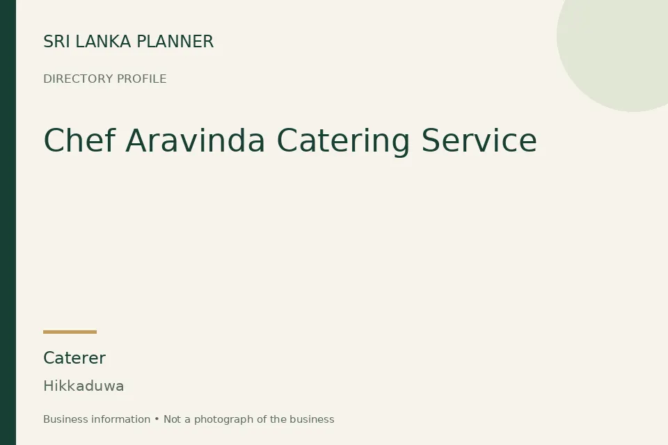 Directory cover for Chef Aravinda Catering Service in Hikkaduwa, Sri Lanka