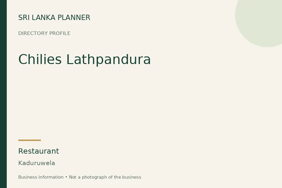 Directory cover for Chilies Lathpandura in Kaduruwela, Sri Lanka