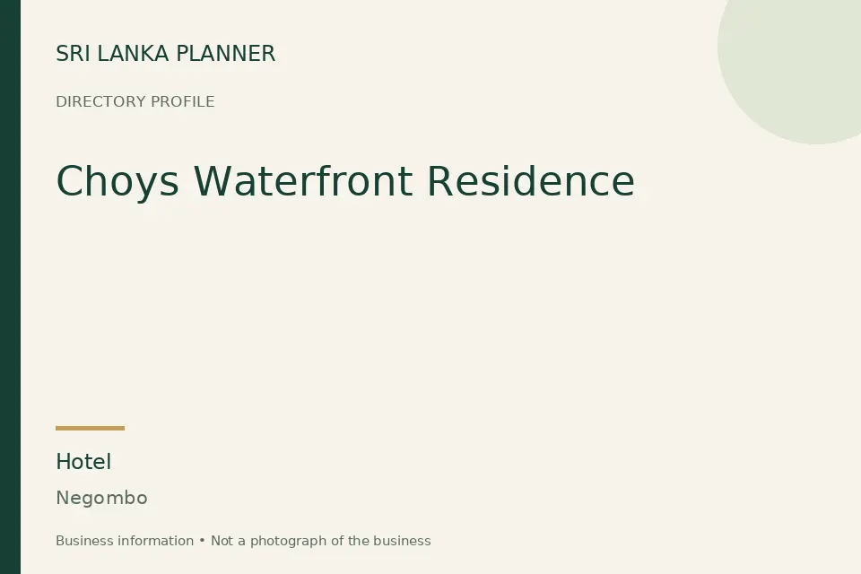 Directory cover for Choys Waterfront Residence in Negombo, Sri Lanka