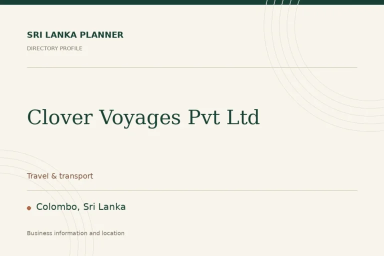 Directory cover for Clover Voyages Pvt Ltd in Colombo, Sri Lanka, showing the business name and category.