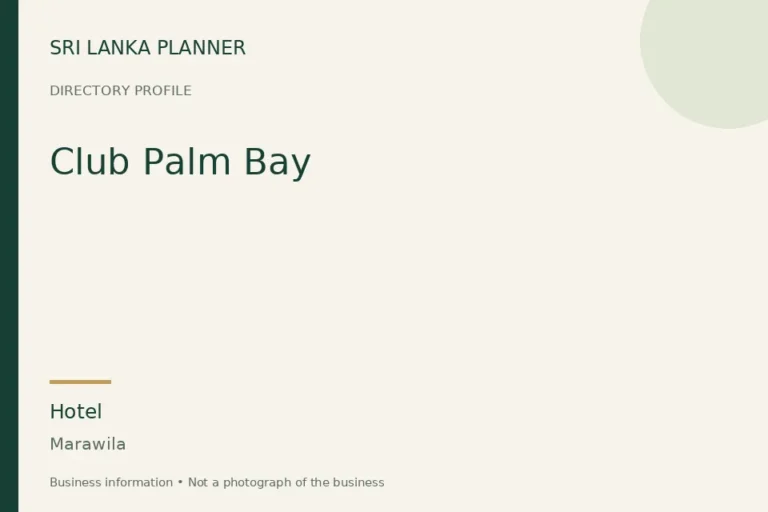 Directory cover for Club Palm Bay in Marawila, Sri Lanka