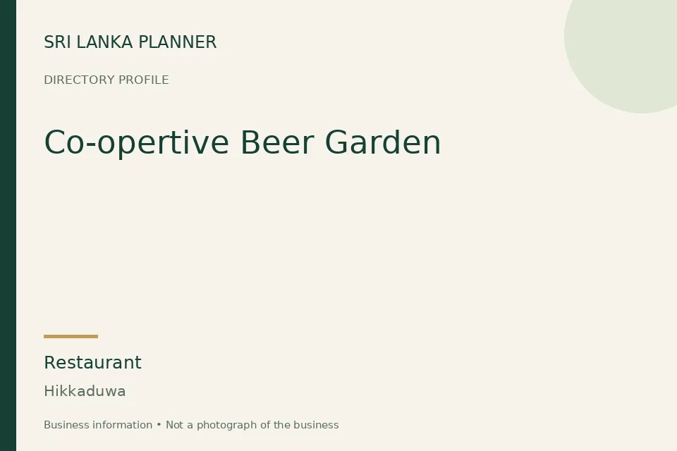 Directory cover for Co-opertive Beer Garden in Hikkaduwa, Sri Lanka