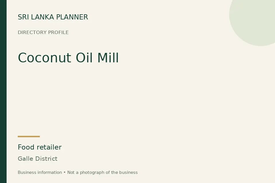 Directory cover for Coconut Oil Mill in Galle District, Sri Lanka
