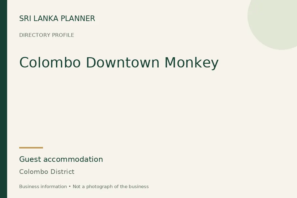 Directory cover for Colombo Downtown Monkey in Colombo District, Sri Lanka