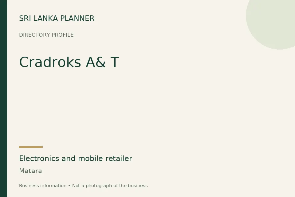 Directory cover for Cradroks A& T in Matara, Sri Lanka