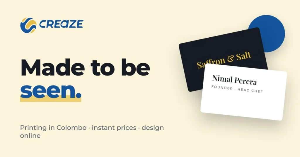 Creaze business-card printing promotional graphic.