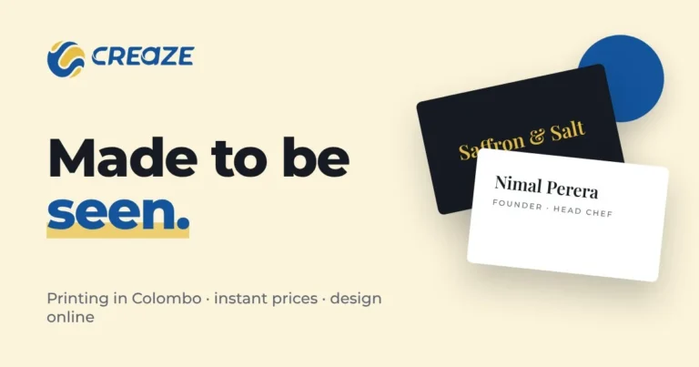 Creaze business-card printing promotional graphic.