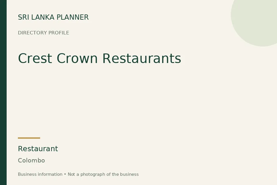 Directory cover for Crest Crown Restaurants in Colombo, Sri Lanka
