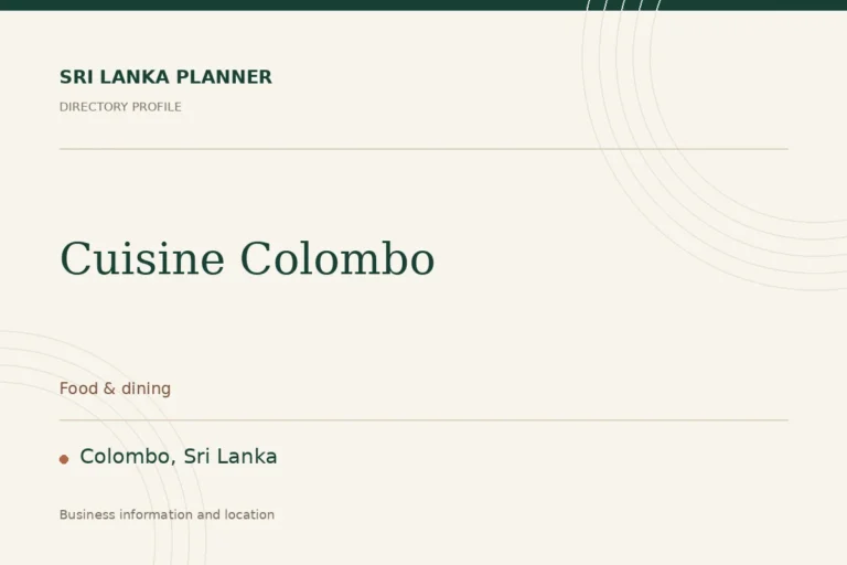 Directory cover for Cuisine Colombo in Colombo, Sri Lanka, showing the business name and category.