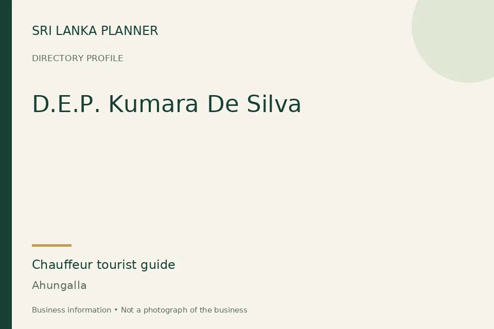 Directory cover for D.E.P. Kumara De Silva in Ahungalla, Sri Lanka