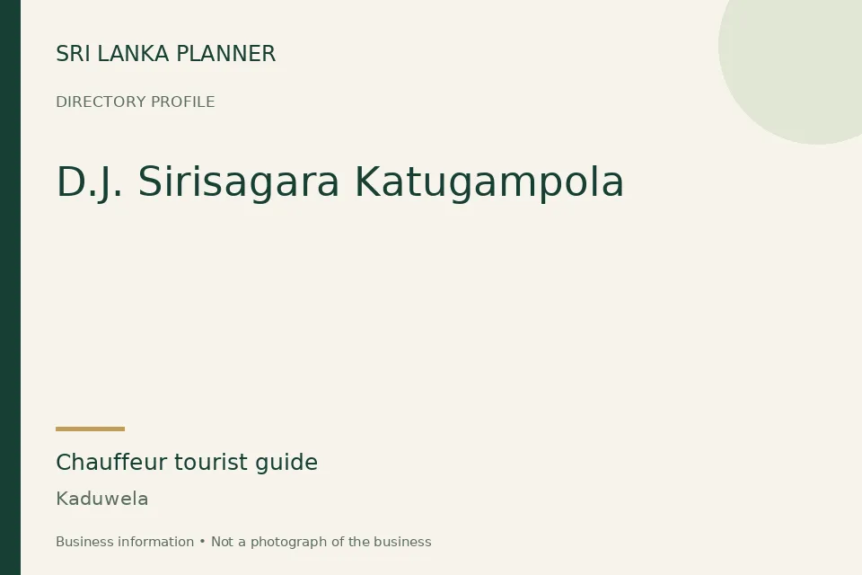Directory cover for D.J. Sirisagara Katugampola in Kaduwela, Sri Lanka