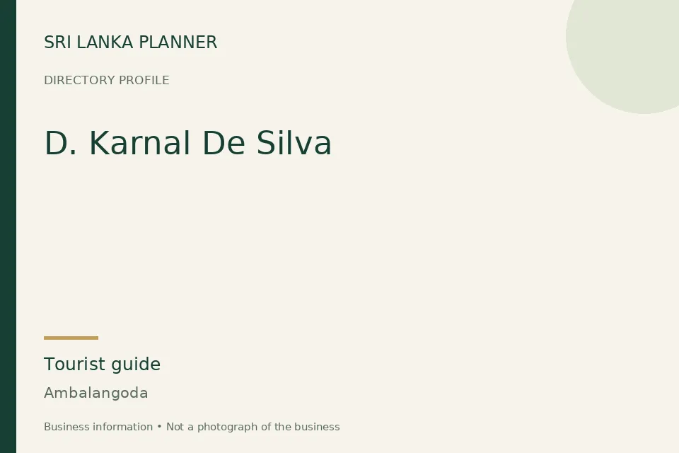 Directory cover for D. Karnal De Silva in Ambalangoda, Sri Lanka