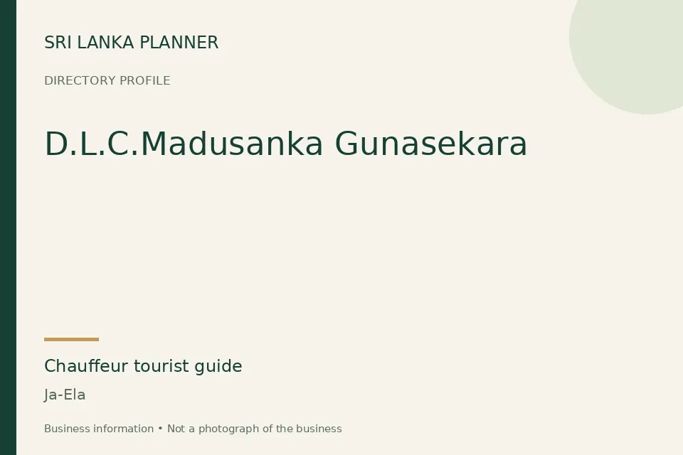 Directory cover for D.L.C.Madusanka Gunasekara in Ja-Ela, Sri Lanka