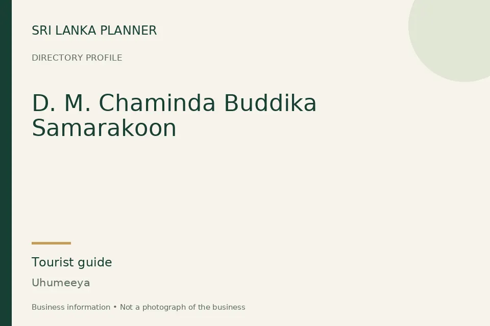 Directory cover for D. M. Chaminda Buddika Samarakoon in Uhumeeya, Sri Lanka