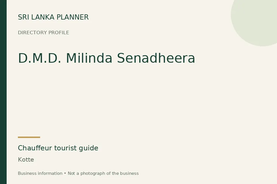 Directory cover for D.M.D. Milinda Senadheera in Kotte, Sri Lanka