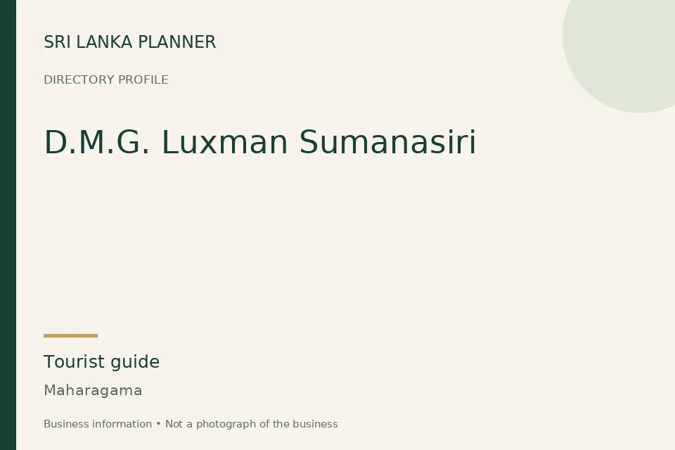 Directory cover for D.M.G. Luxman Sumanasiri in Maharagama, Sri Lanka