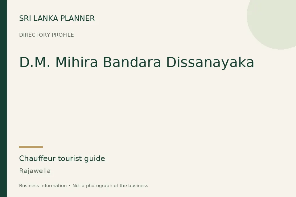 Directory cover for D.M. Mihira Bandara Dissanayaka in Rajawella, Sri Lanka