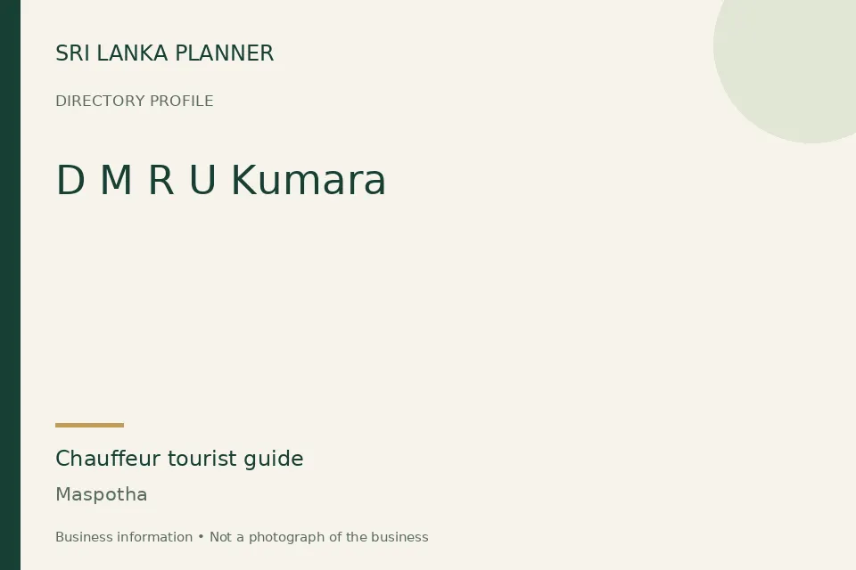 Directory cover for D M R U Kumara in Maspotha, Sri Lanka