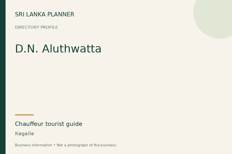 Directory cover for D.N. Aluthwatta in Kegalle, Sri Lanka