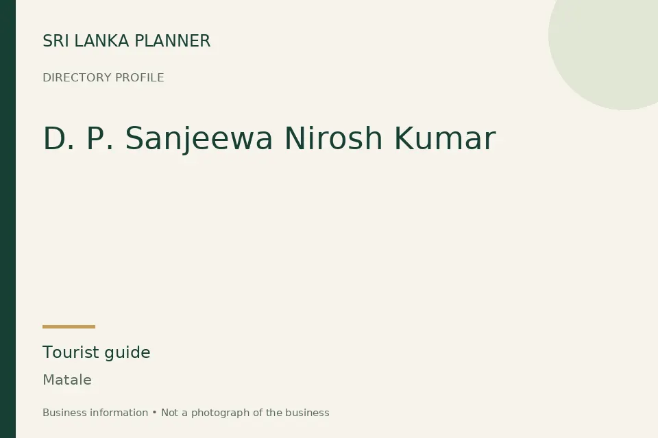 Directory cover for D. P. Sanjeewa Nirosh Kumar in Matale, Sri Lanka