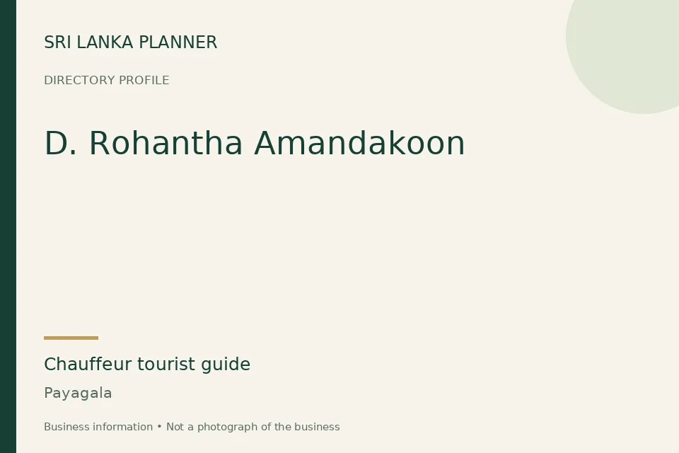 Directory cover for D. Rohantha Amandakoon in Payagala, Sri Lanka