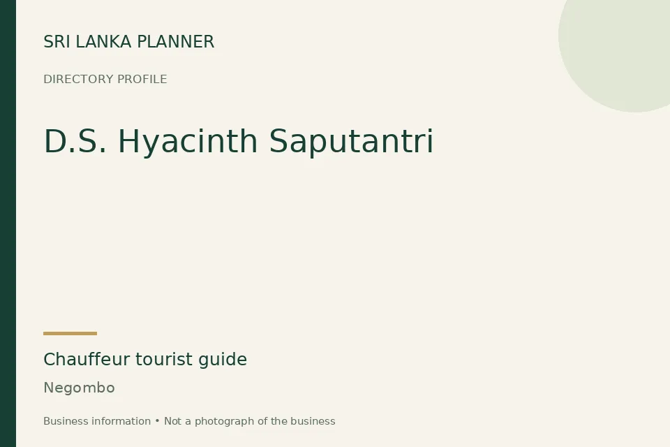 Directory cover for D.S. Hyacinth Saputantri in Negombo, Sri Lanka