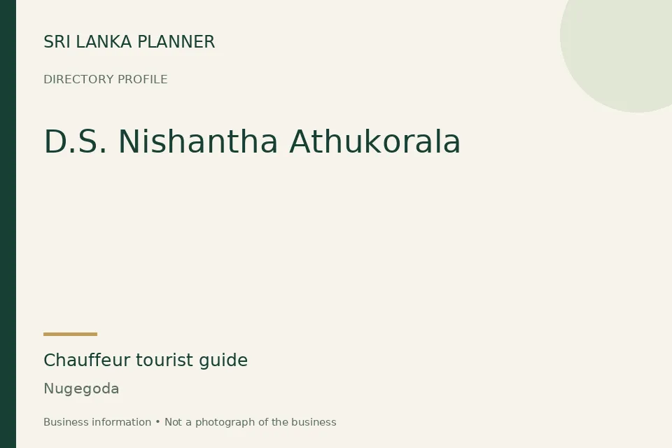 Directory cover for D.S. Nishantha Athukorala in Nugegoda, Sri Lanka