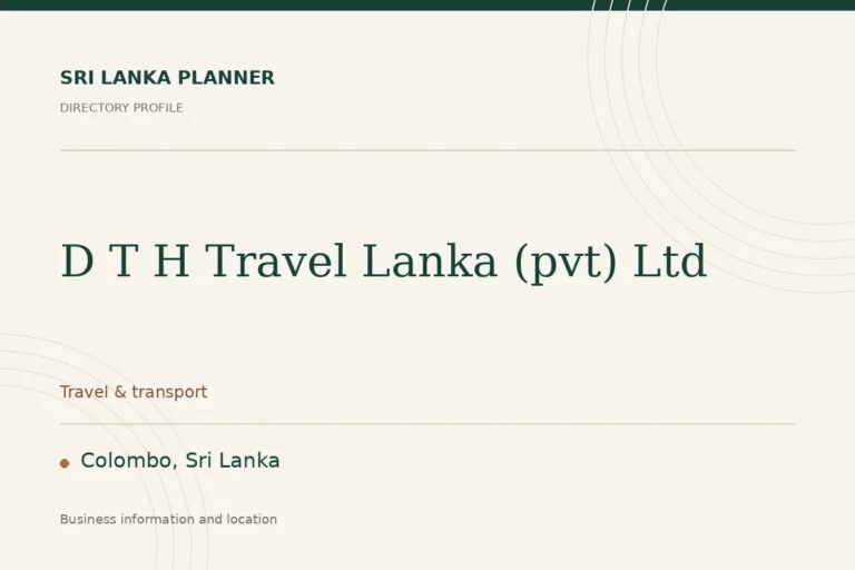 Directory cover for D T H Travel Lanka (pvt) Ltd in Colombo, Sri Lanka, showing the business name and category.