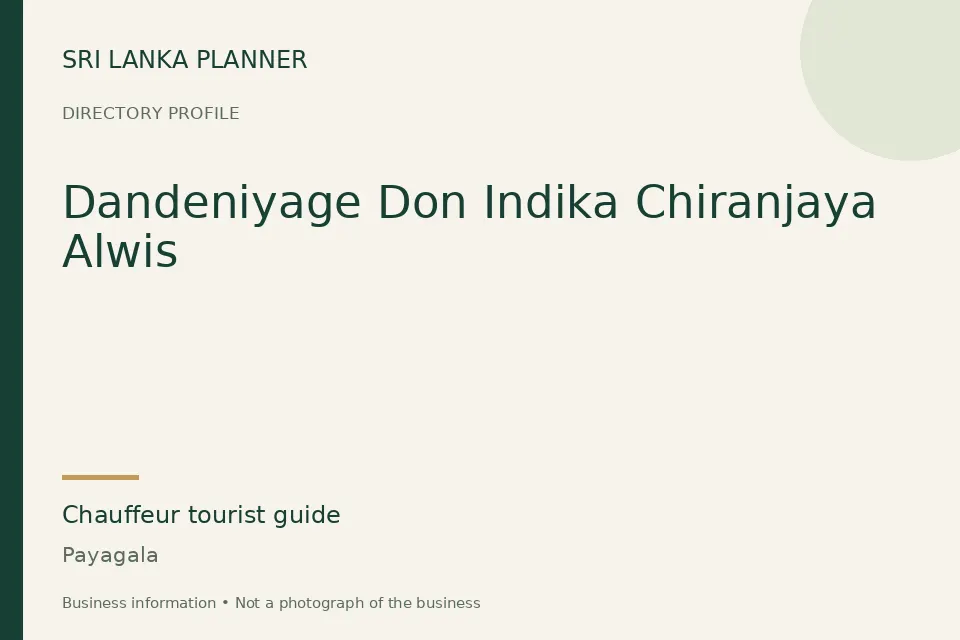 Directory cover for Dandeniyage Don Indika Chiranjaya Alwis in Payagala, Sri Lanka