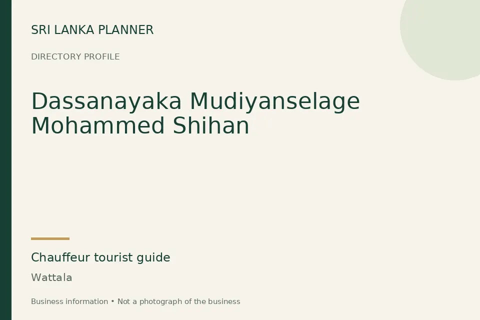 Directory cover for Dassanayaka Mudiyanselage Mohammed Shihan in Wattala, Sri Lanka