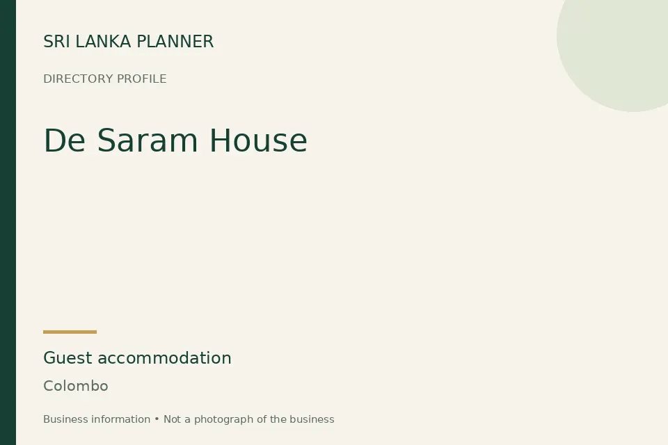Directory cover for De Saram House in Colombo, Sri Lanka