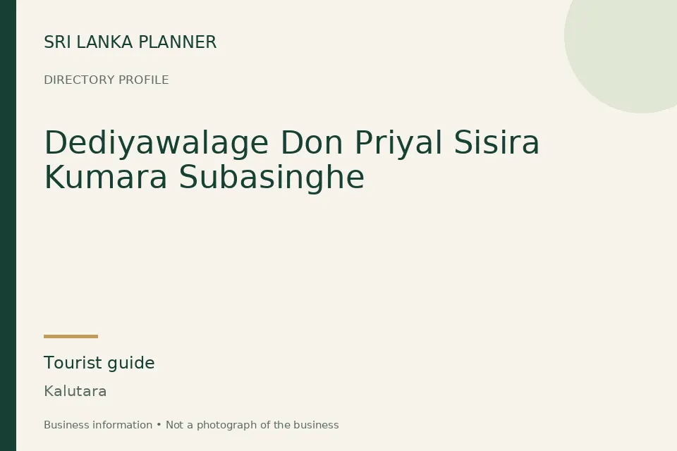 Directory cover for Dediyawalage Don Priyal Sisira Kumara Subasinghe in Kalutara, Sri Lanka
