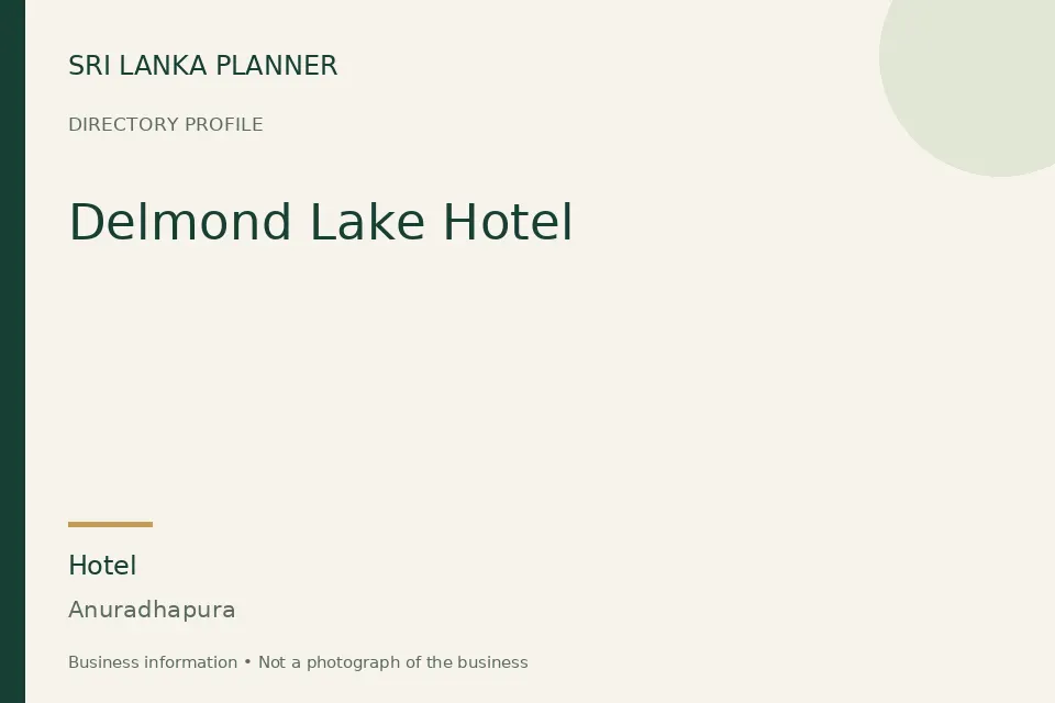 Directory cover for Delmond Lake Hotel in Anuradhapura, Sri Lanka