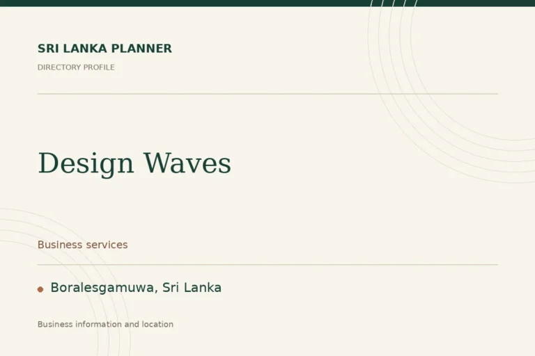 Directory cover for Design Waves in Boralesgamuwa, Sri Lanka, showing the business name and category.