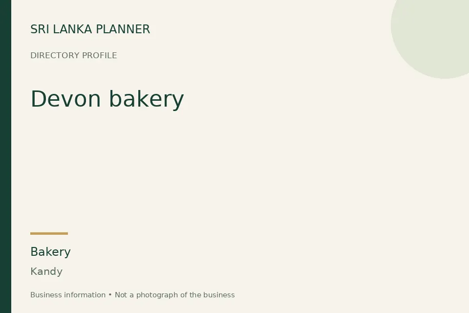 Directory cover for Devon bakery in Kandy, Sri Lanka