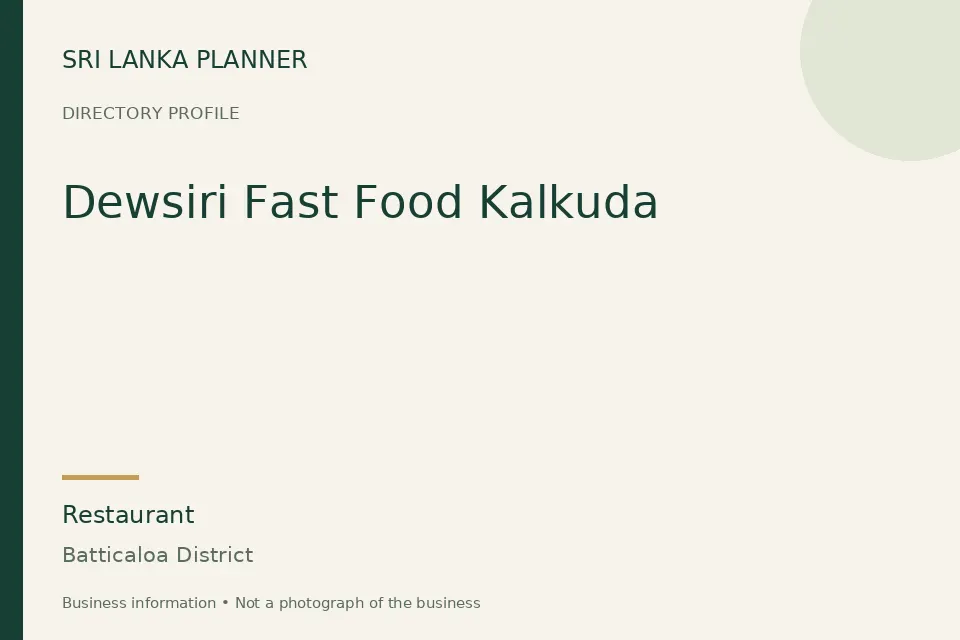 Directory cover for Dewsiri Fast Food Kalkuda in Batticaloa District, Sri Lanka