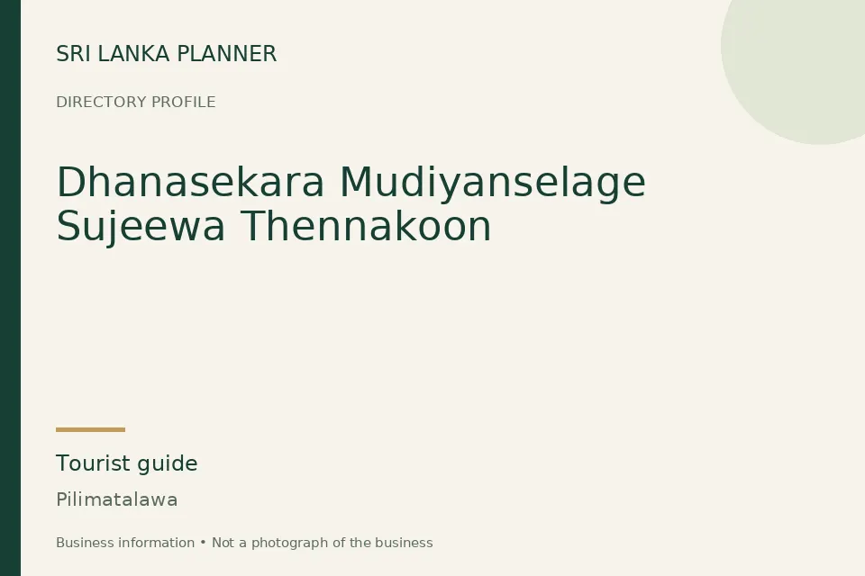 Directory cover for Dhanasekara Mudiyanselage Sujeewa Thennakoon in Pilimatalawa, Sri Lanka