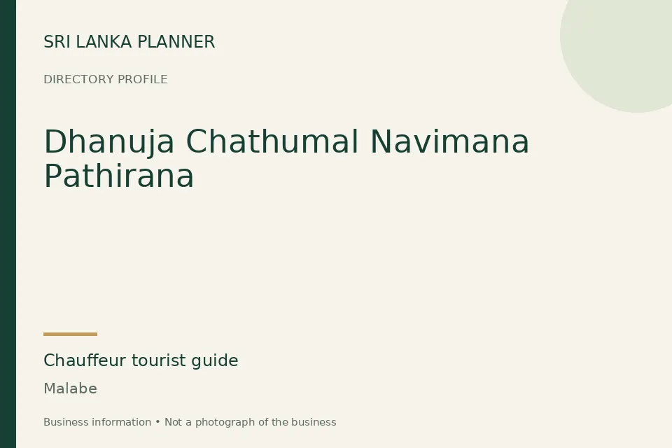 Directory cover for Dhanuja Chathumal Navimana Pathirana in Malabe, Sri Lanka