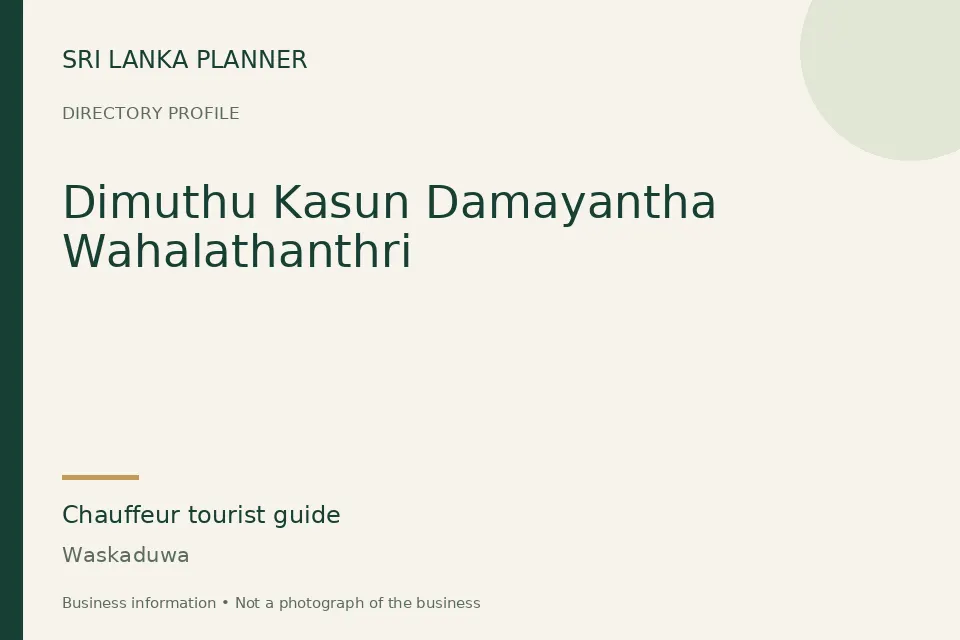 Directory cover for Dimuthu Kasun Damayantha Wahalathanthri in Waskaduwa, Sri Lanka
