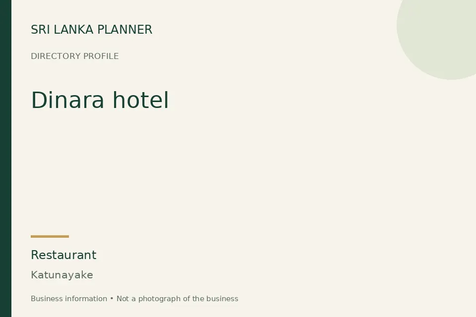 Directory cover for Dinara hotel in Katunayake, Sri Lanka