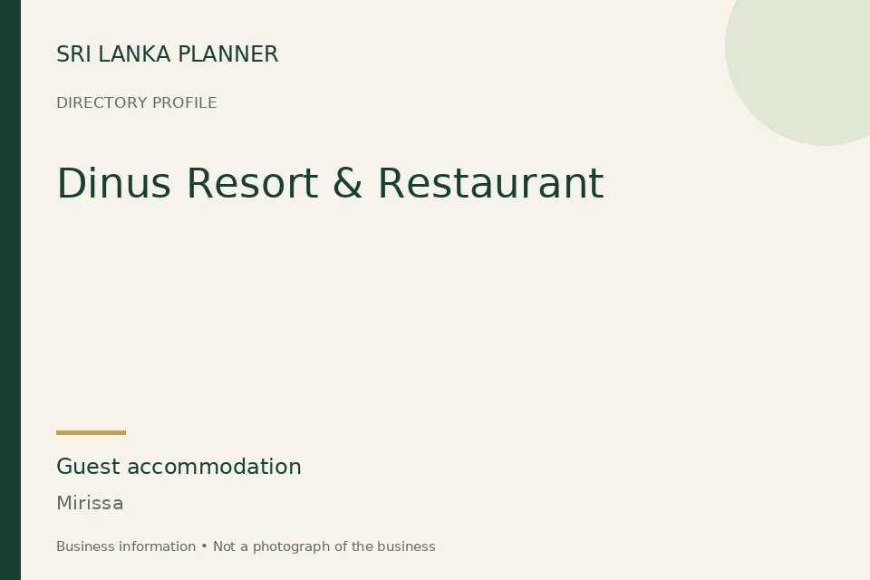 Directory cover for Dinus Resort & Restaurant in Mirissa, Sri Lanka